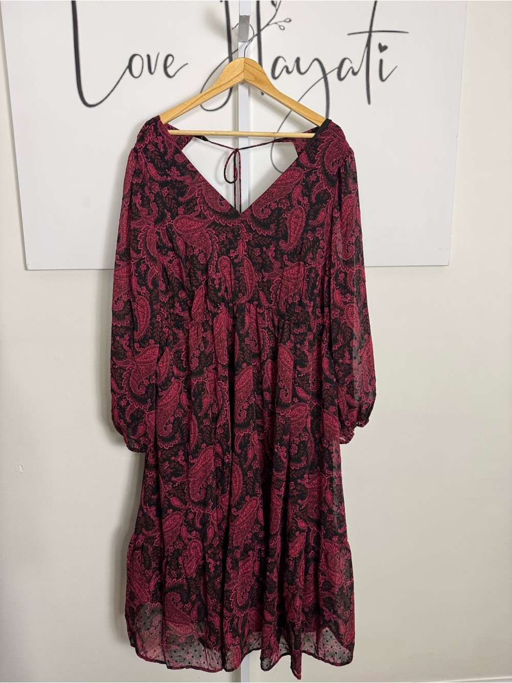 Torrid Paisley V-Neck Long Sleeve Midi Dress Size 2X